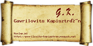 Gavrilovits Kapisztrán névjegykártya